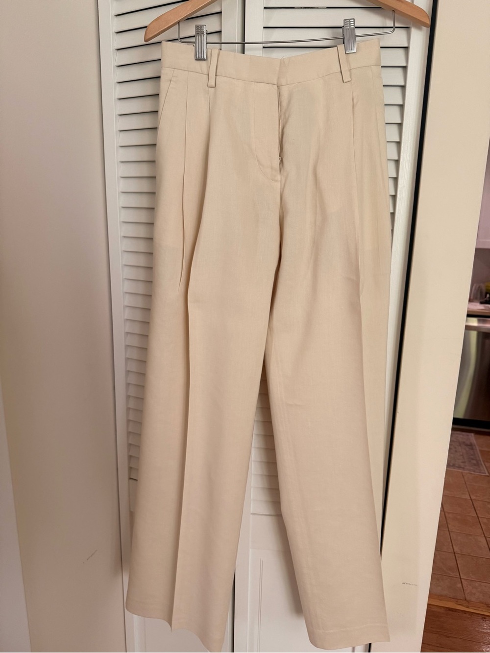 Helmut Lang Cream High-Rise Wide Trousers